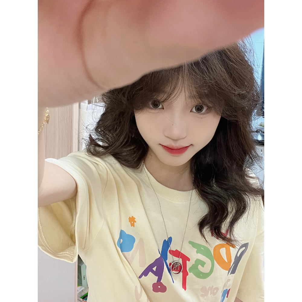 Áo thun RDGF cotton tay ngắn cổ tròn phong cách Hàn Quốc thời trang xuân hè 2023 dành cho nữ oversize