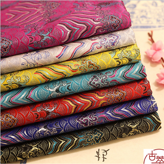 1 mét mây sóng biển họa tiết mô phỏng lụa thêu satin lụa thổ cẩm in vải lụa