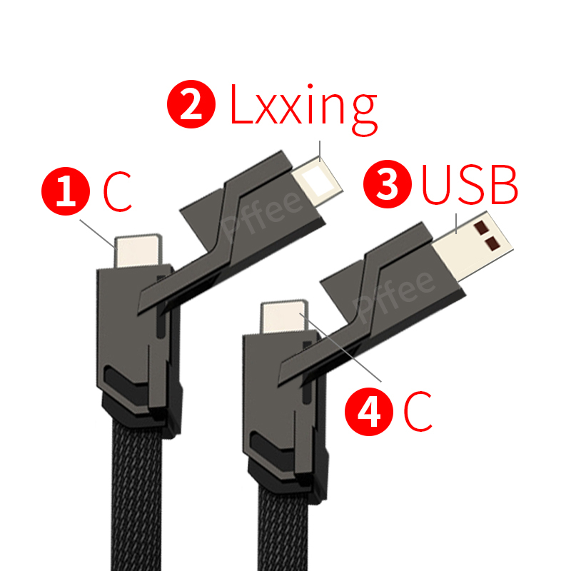 Cáp Sạc Nhanh Pffee 4 Trong 1 100w 6A USB Type C Chất Lượng Cao