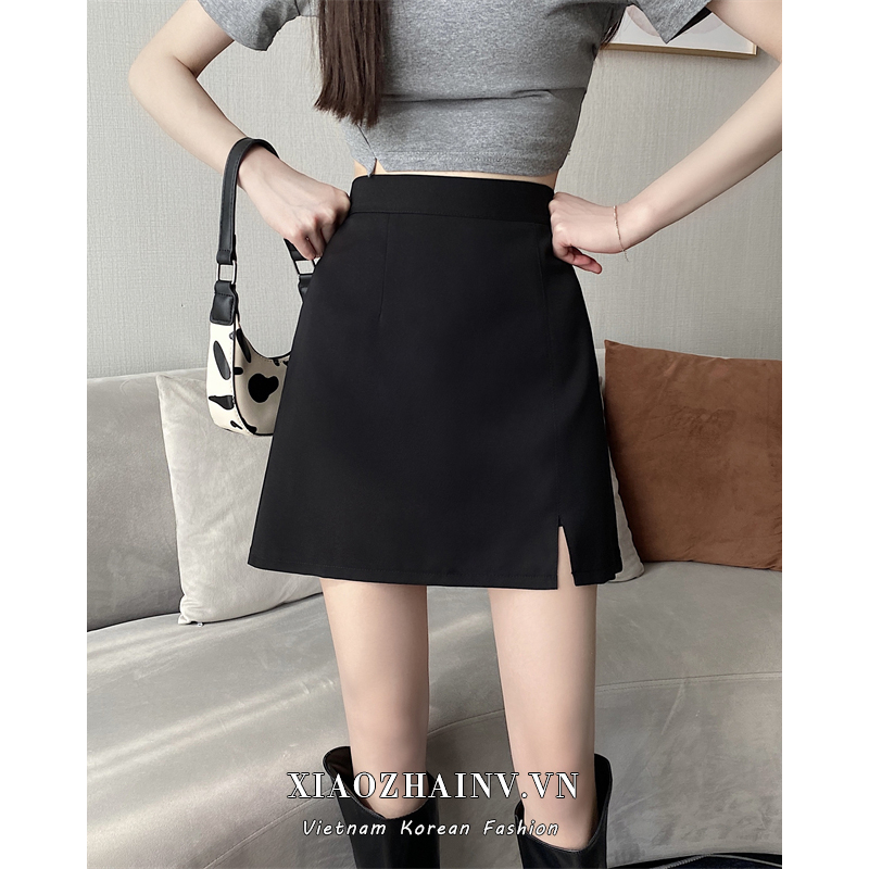 Xiaozhainv Chân Váy Chữ A Lưng Cao Màu Trơn Phong Cách Hàn Quốc Cho Nữ