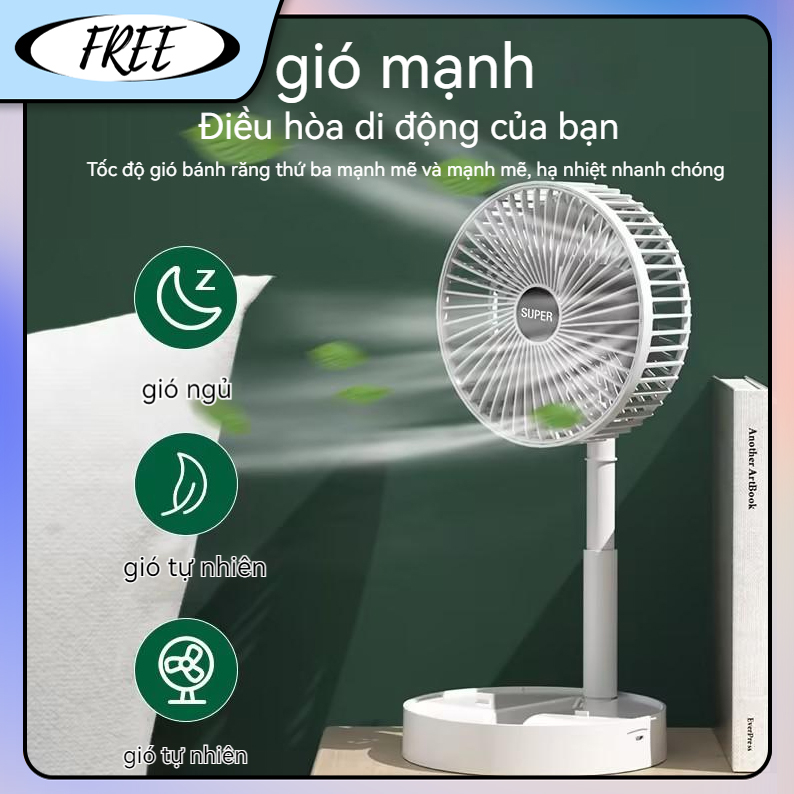 FREE USB quạt mini Quạt quạt tích điện Quạt Cầm Tay quạt điện SIÊU TIỆN LỢI 3 CHẾ ĐỘ GIÓ 1200-2000mAh FR230519