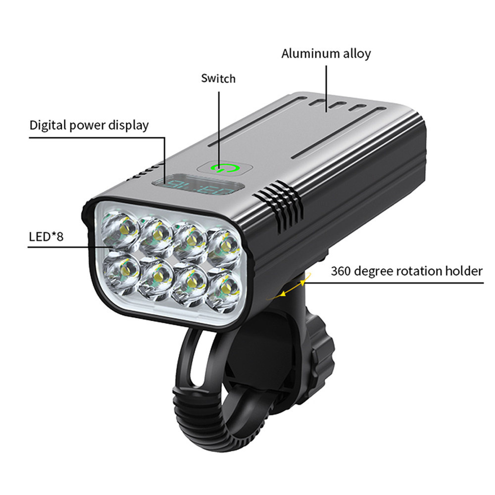 Đèn Pin newboler 4800 lumens 10000Mah 8 t6 Bằng Nhôm Siêu Sáng Chống Thấm Nước Có Thể Sạc Lại Cho Xe Đạp