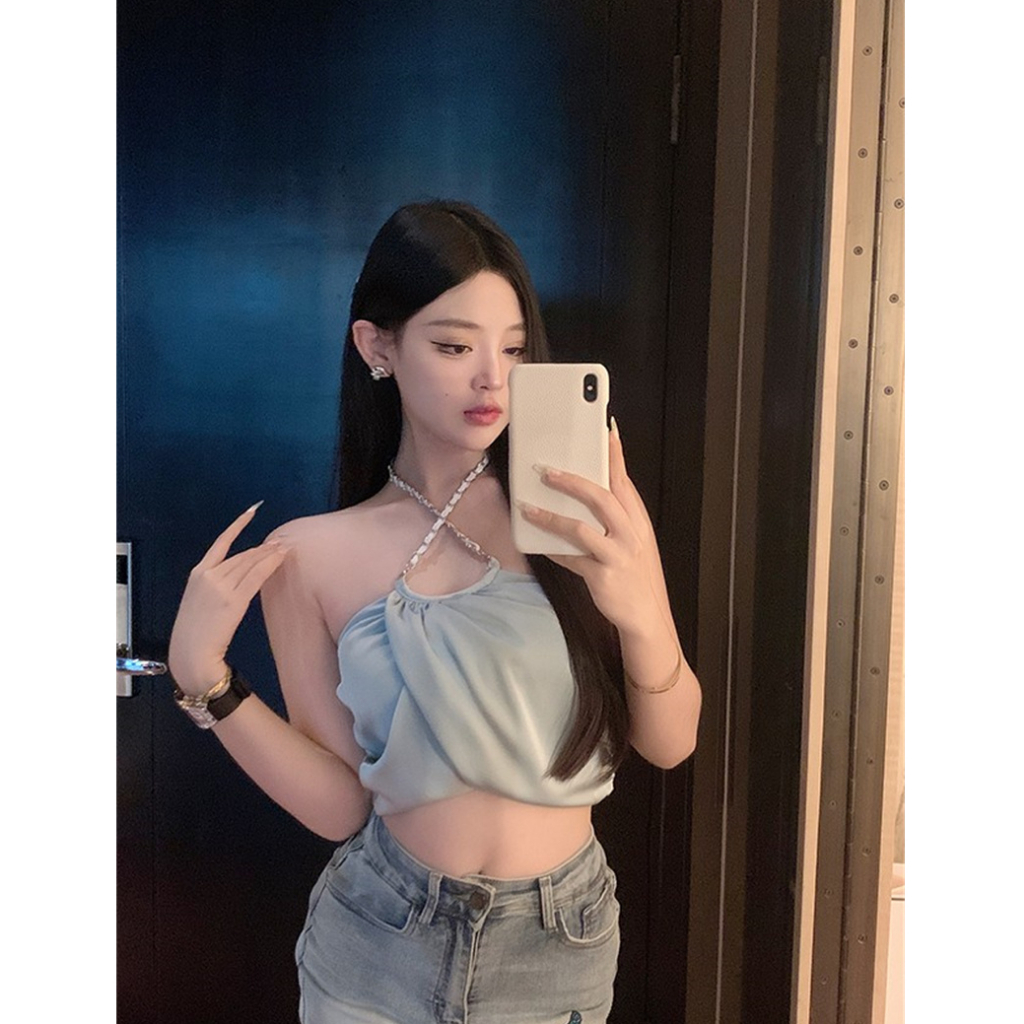 QADCOL Áo Lót Vải satin Cao Cấp Dạng Ngắn Thời Trang Mùa Hè Quyến Rũ Cho Nữ