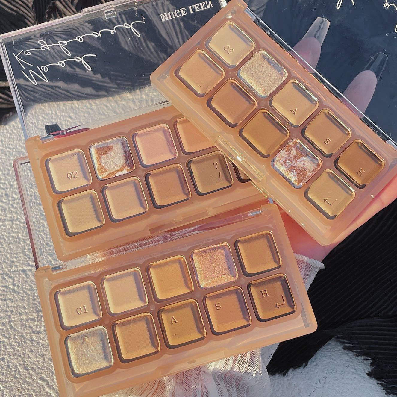 Muge Leen Ten Bảng Phấn Mắt Màu Cam / Nâu / Trà Sữa Phong Cách Hàn Quốc Thời Trang Thu Đông