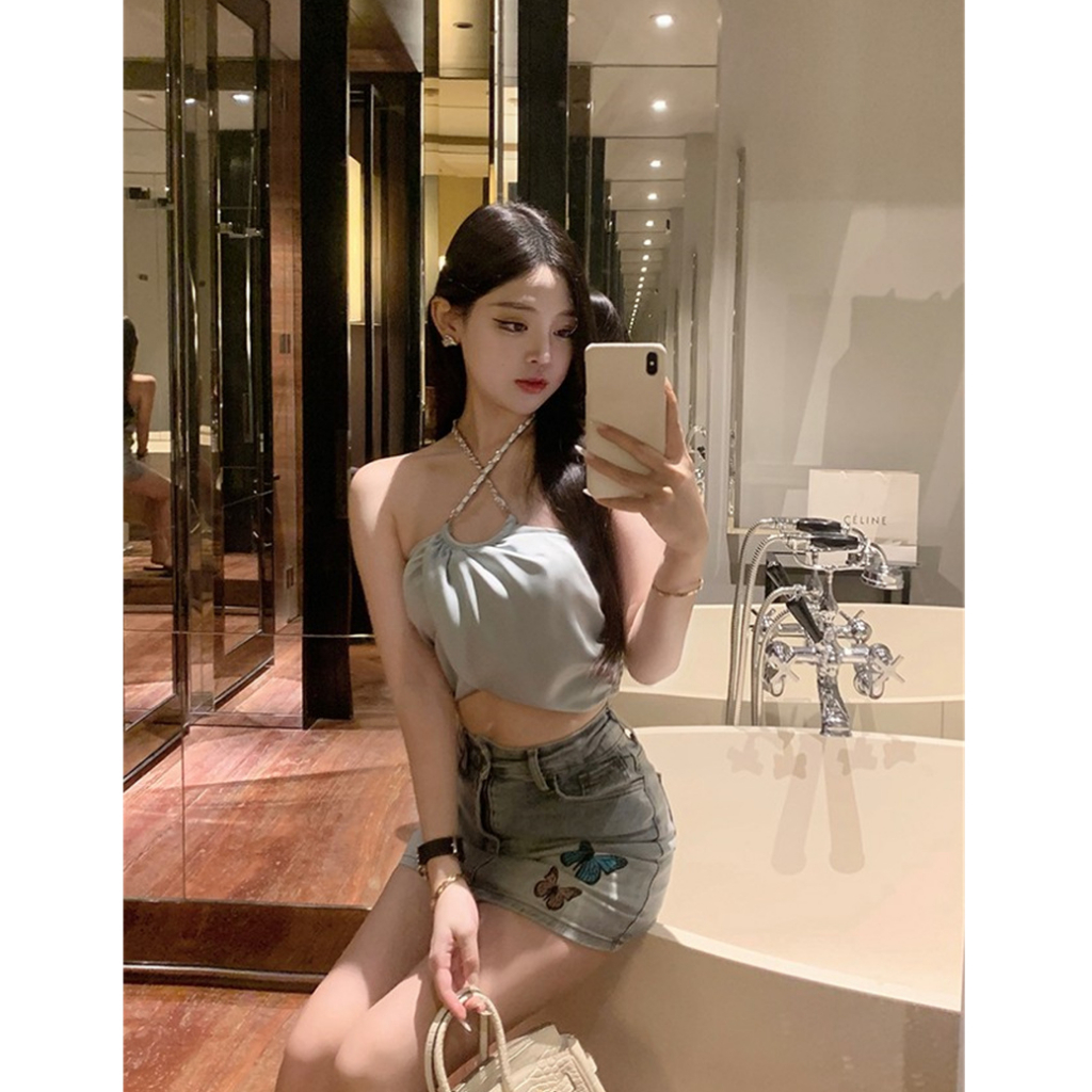 QADCOL Áo Lót Vải satin Cao Cấp Dạng Ngắn Thời Trang Mùa Hè Quyến Rũ Cho Nữ