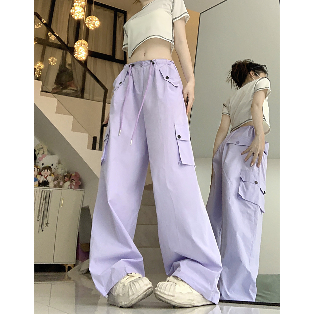 QADCOL Quần Legging Lưng Cao Ống Rộng Phối Ren Hoa Hồng Thời Trang Mùa Hè Hàng Mới Dành Cho Bạn Nữ