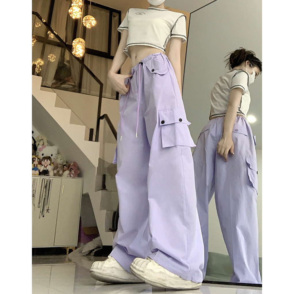 QADCOL Quần Legging Lưng Cao Ống Rộng Phối Ren Hoa Hồng Thời Trang Mùa Hè Hàng Mới Dành Cho Bạn Nữ