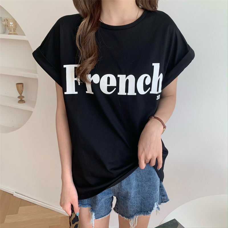 Áo Thun Nữ Ngắn Tay In Chữ Phong Cách retro Hàn Quốc