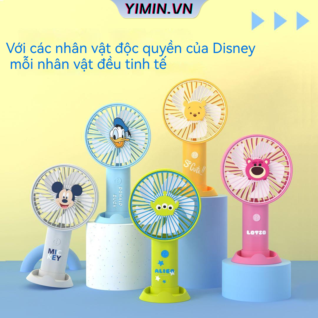 Quạt mini Disney chính hãng cầm tay, tích điện, có pin sạc đi kèm và cổng sạc USB, dùng để bàn nhỏ gọn 20Z23050903