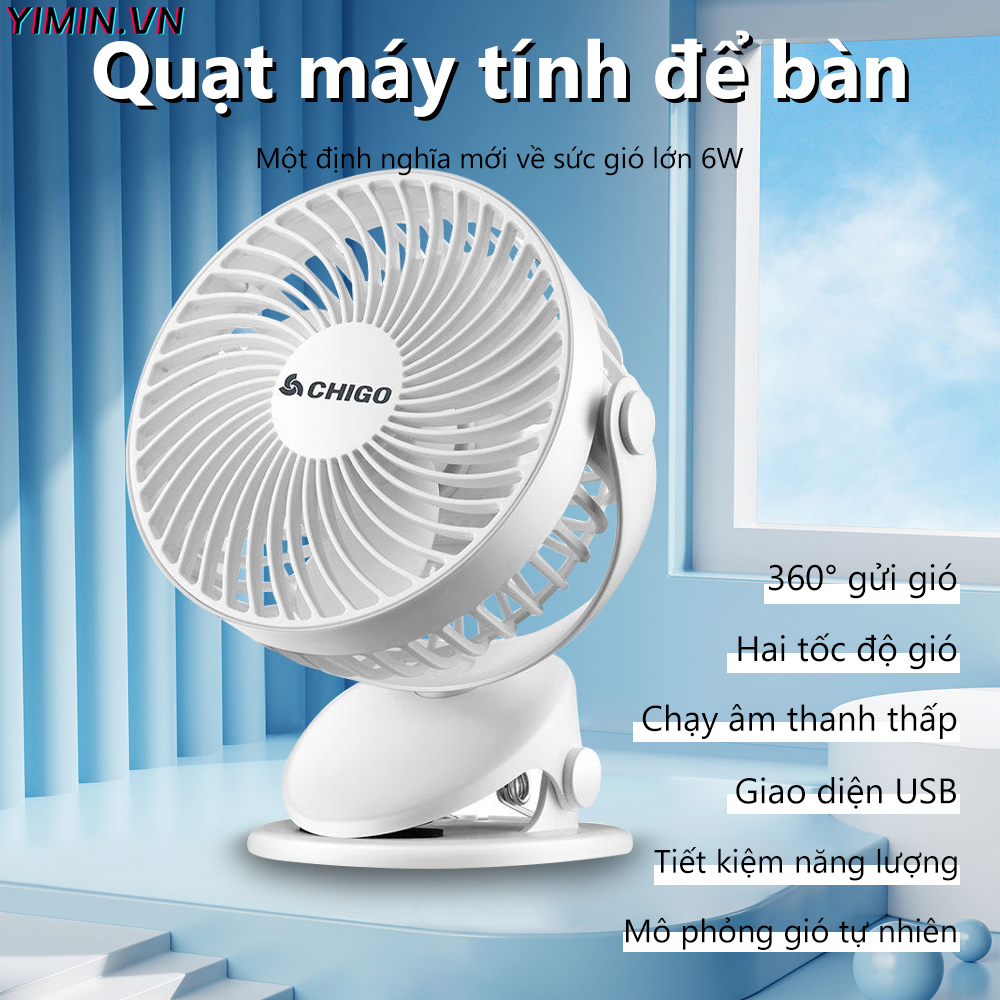Quạt mini để bàn, quạt tích điện hoạt động im lặng có thể kéo dài 2 tốc độ gió xoay 360 cổng sạc usb tiện dụng 18Z23042405