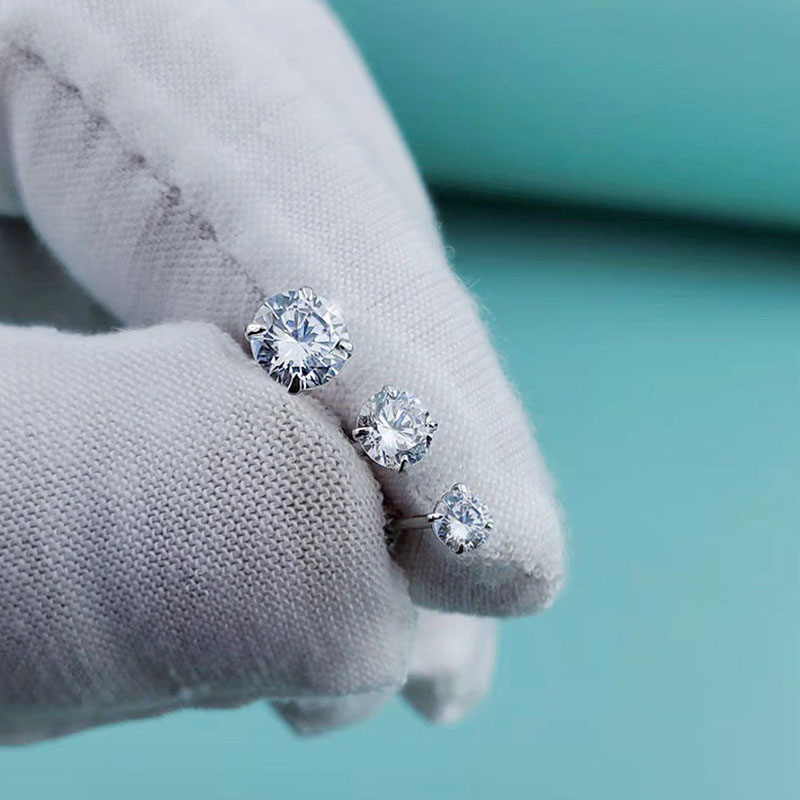 1 Cặp Bông Tai Thép Titan Bạc 925 Đính Đá Zircon 3-6MM Cho Nam Nữ