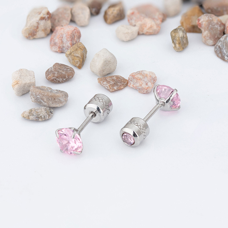 1 Cặp Bông Tai Thép Titan Bạc 925 Đính Đá Zircon 3-6MM Cho Nam Nữ