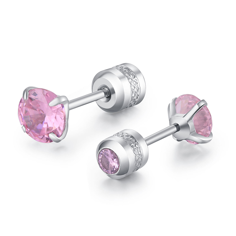 1 Cặp Bông Tai Thép Titan Bạc 925 Đính Đá Zircon 3-6MM Cho Nam Nữ