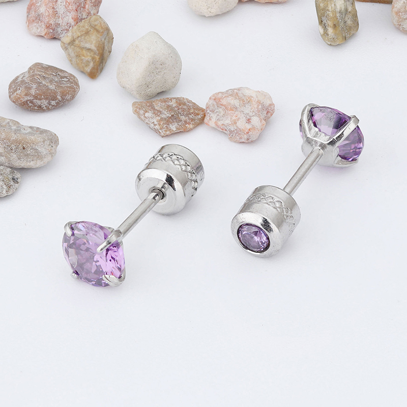 1 Cặp Bông Tai Thép Titan Bạc 925 Đính Đá Zircon 3-6MM Cho Nam Nữ
