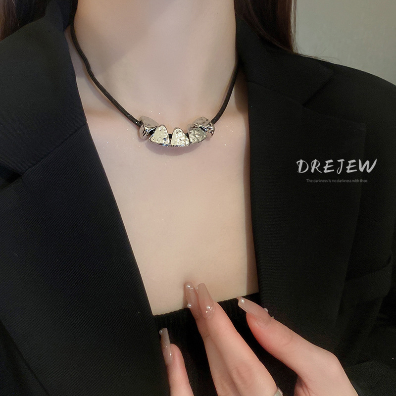 DREJEW Vòng cổ Da Mặt Tam Giác Thời Trang Hàn Quốc Cá Tính Cho Nữ