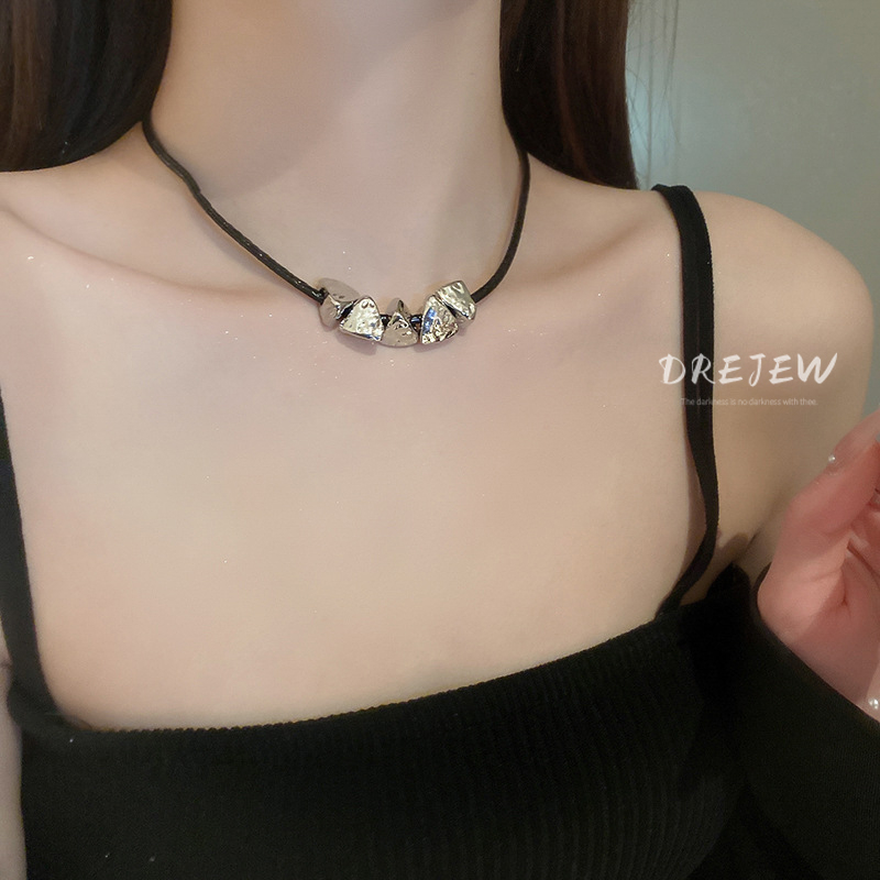 DREJEW Vòng cổ Da Mặt Tam Giác Thời Trang Hàn Quốc Cá Tính Cho Nữ