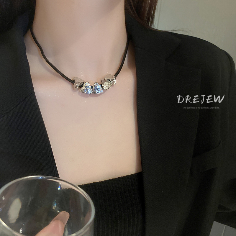 DREJEW Vòng cổ Da Mặt Tam Giác Thời Trang Hàn Quốc Cá Tính Cho Nữ