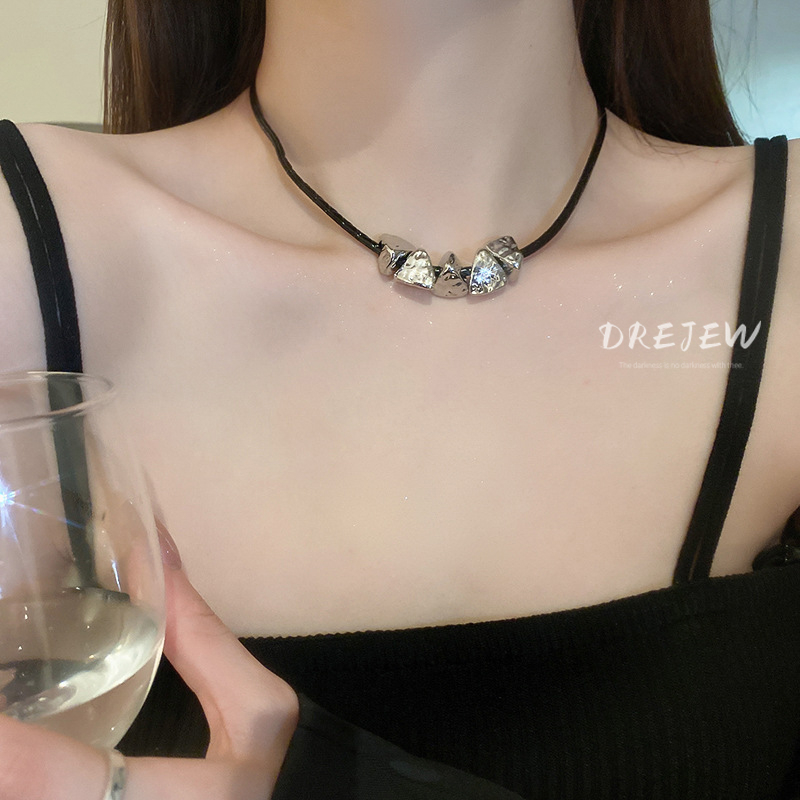 DREJEW Vòng cổ Da Mặt Tam Giác Thời Trang Hàn Quốc Cá Tính Cho Nữ