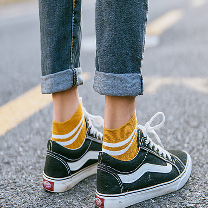 FHYL Vớ Cotton Mỏng Hai Sọc Nhiều Màu Sắc Vô Hình Khử Mùi Mùa Hè Hàn Quốc Cho Nam