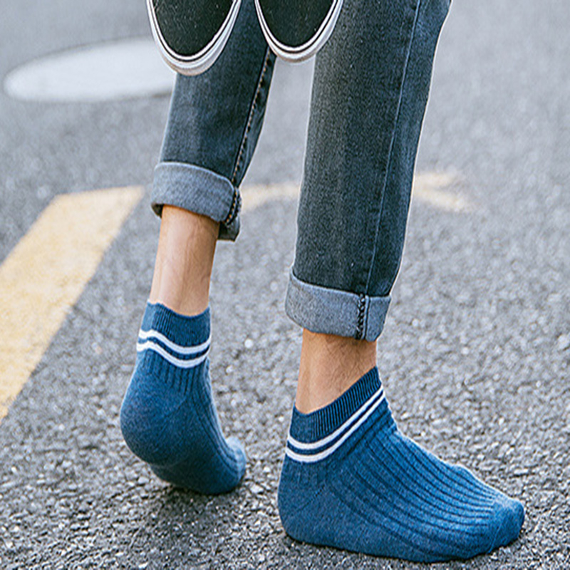 FHYL Vớ Cotton Mỏng Hai Sọc Nhiều Màu Sắc Vô Hình Khử Mùi Mùa Hè Hàn Quốc Cho Nam