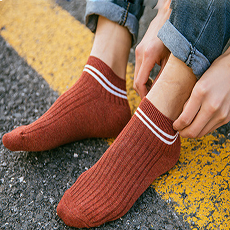 FHYL Vớ Cotton Mỏng Hai Sọc Nhiều Màu Sắc Vô Hình Khử Mùi Mùa Hè Hàn Quốc Cho Nam