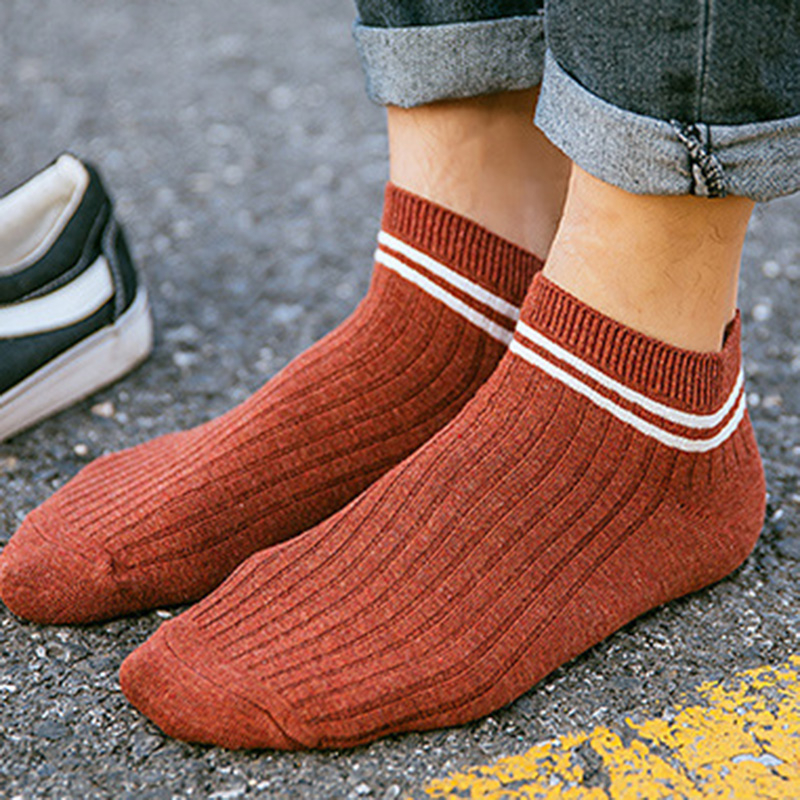 FHYL Vớ Cotton Mỏng Hai Sọc Nhiều Màu Sắc Vô Hình Khử Mùi Mùa Hè Hàn Quốc Cho Nam