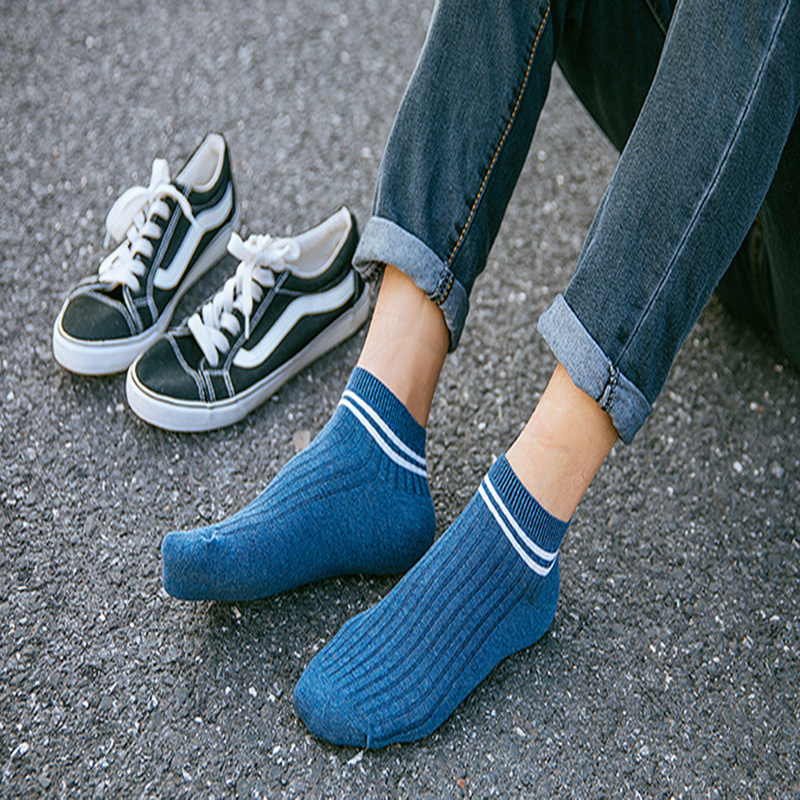 FHYL Vớ Cotton Mỏng Hai Sọc Nhiều Màu Sắc Vô Hình Khử Mùi Mùa Hè Hàn Quốc Cho Nam