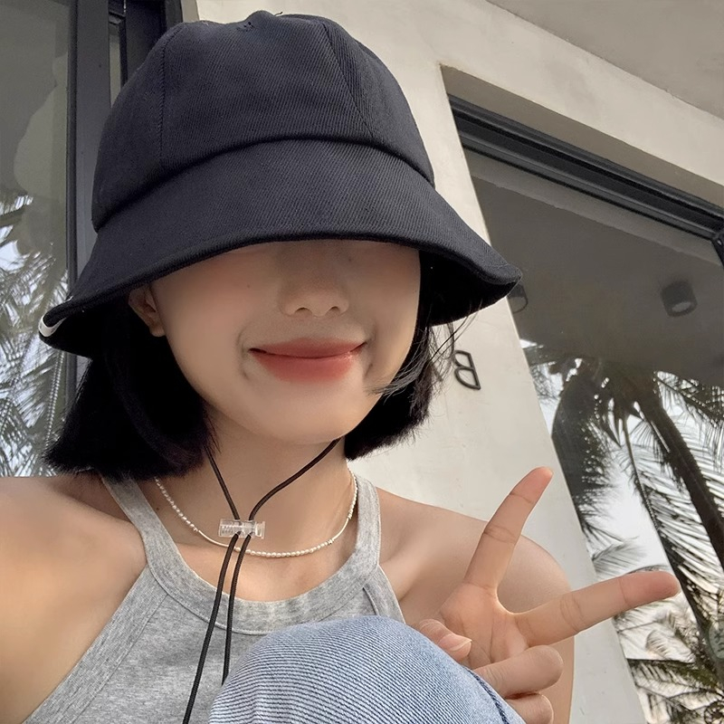 Nón Tai Bèo Che Nắng Thiết Kế Đơn Giản Màu Đen Phong Cách Nhật Hàn Cho Nữ