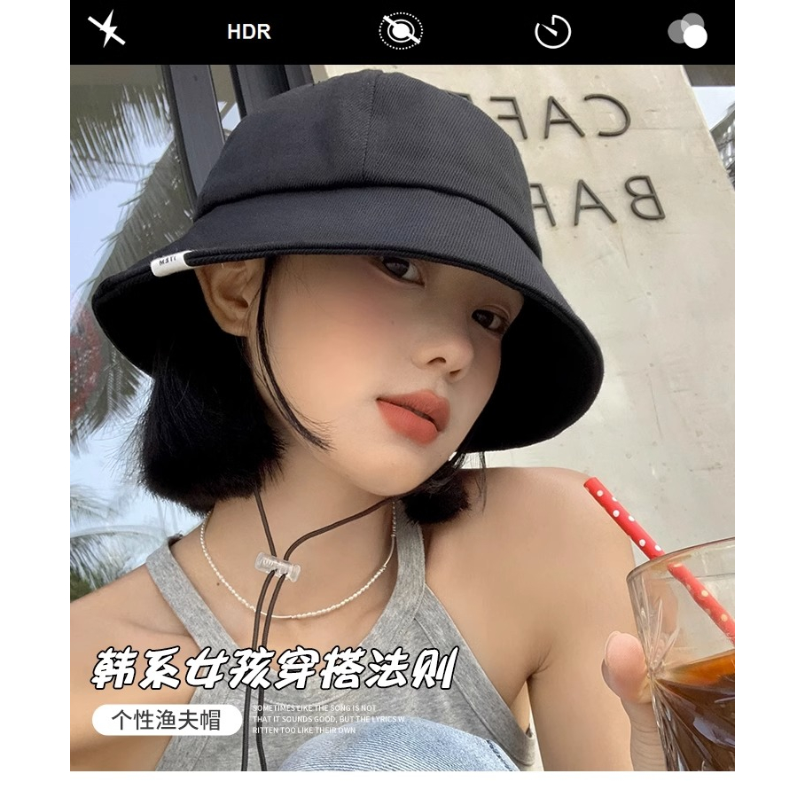 Nón Tai Bèo Che Nắng Thiết Kế Đơn Giản Màu Đen Phong Cách Nhật Hàn Cho Nữ