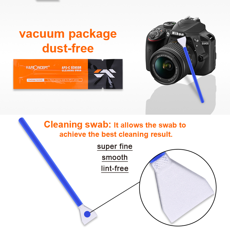Kf concept 16mm / 24mm dslr hoặc slr máy ảnh full-frame sensor cleaning swab kit