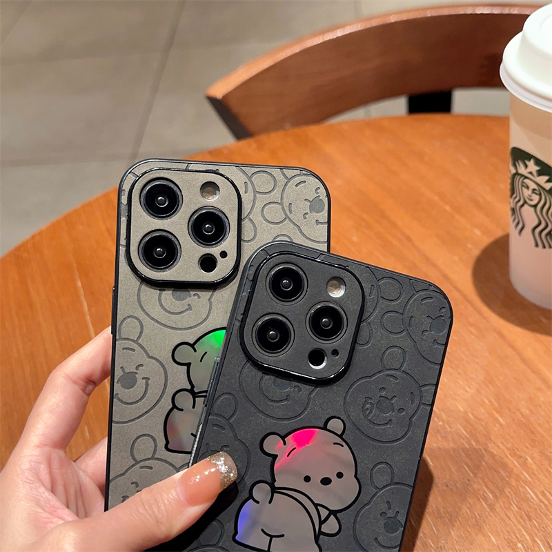 Disney Ốp Điện Thoại Da Chống Sốc Màu Laser Hình Winnie the Pooh Cho iPhone14 13 11 12 pro max Apple 13 xr 8 +
