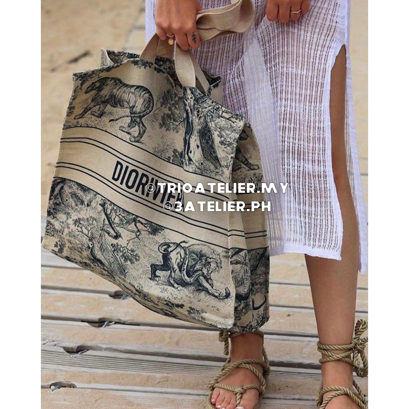 Christiandor VIP 'Dioriviera Túi Tote Vải Lanh Thân Thiện Với Môi Trường Màu Xanh Nước Biển
