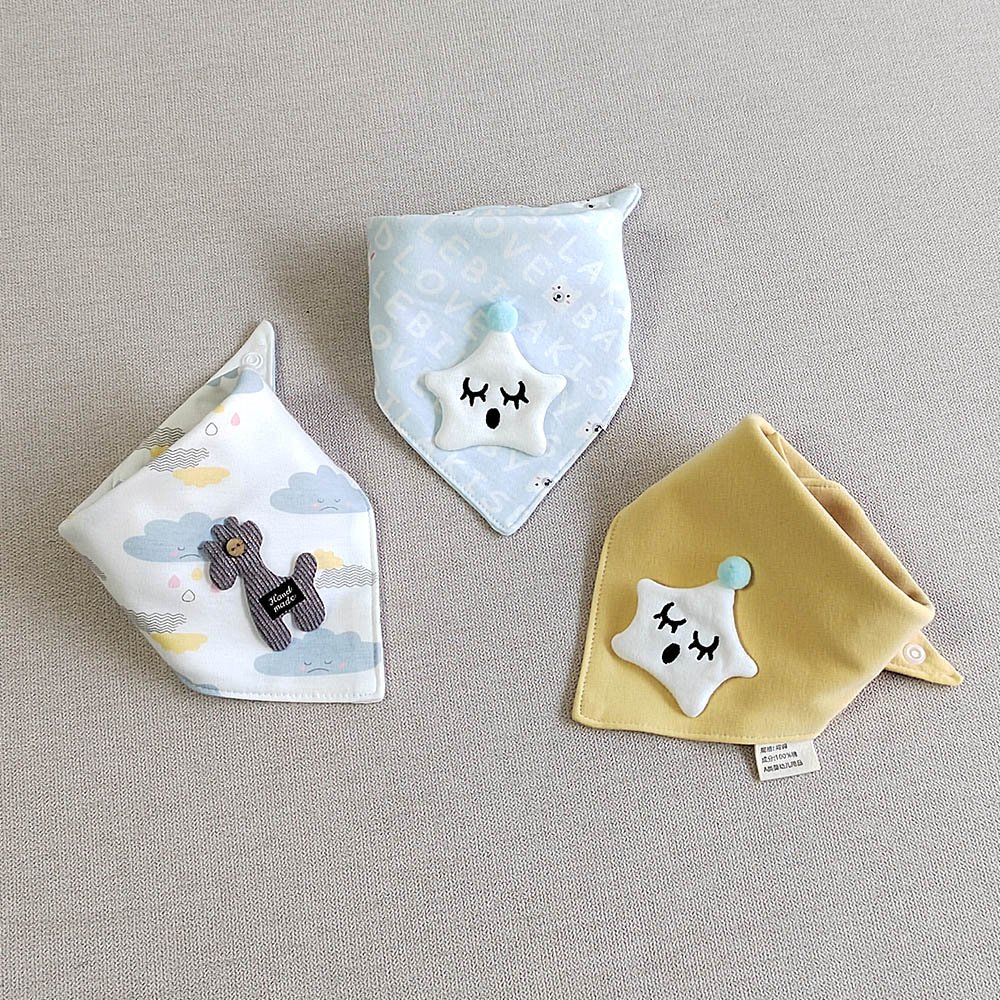 Set 3 Yếm Ăn Cotton Hình Tam Giác Dành Cho Các Bé
