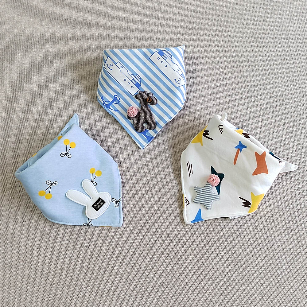 Set 3 Yếm Ăn Cotton Hình Tam Giác Dành Cho Các Bé