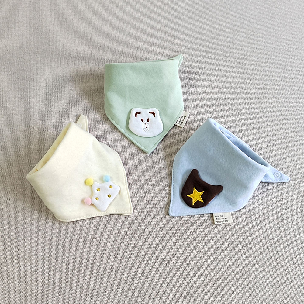 Set 3 Yếm Ăn Cotton Hình Tam Giác Dành Cho Các Bé