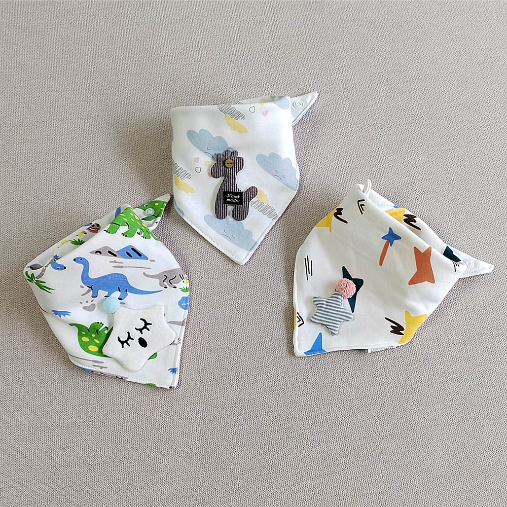 Set 3 Yếm Ăn Cotton Hình Tam Giác Dành Cho Các Bé