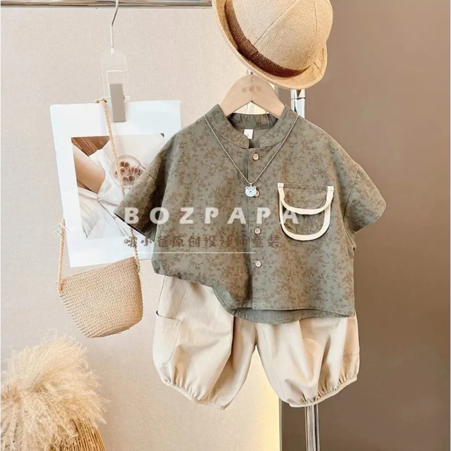 Bộ Áo Sơ Mi Tay Dài Thắt Cà Vạt + Quần Dài Phong Cách Mới Dành Cho Bé Trai