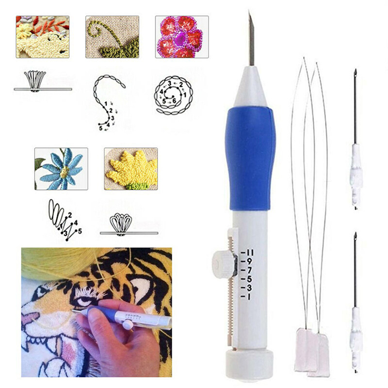 Bộ 50 Màu Thêu Chỉ 3 Kim 2 Ren Thủ Công Dụng Cụ Đấm Kim Bộ Thêu Khâu Thủ Công Dụng Cụ Cho DIY May