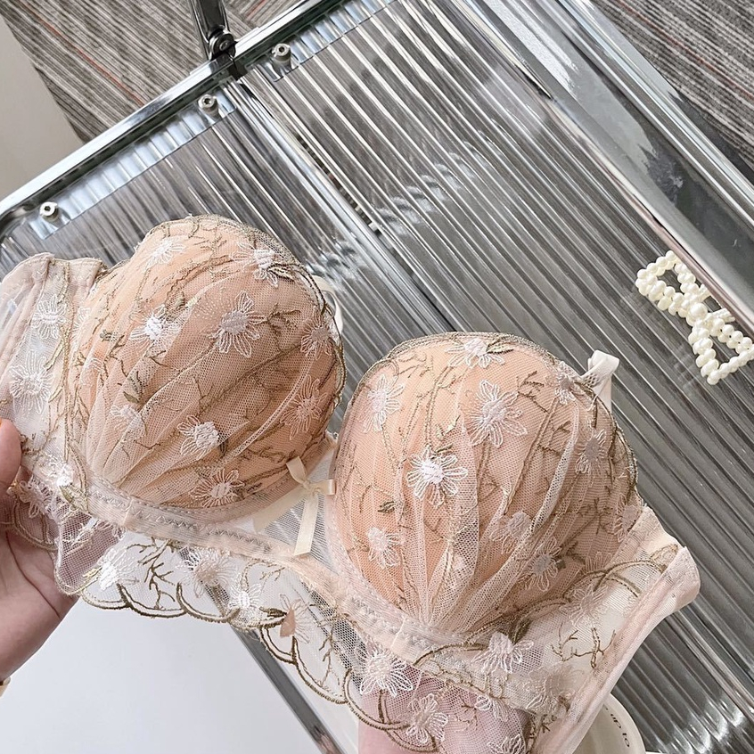 Jiashucheng Bộ Đồ Lót Ren Có Gọng Thép Mềm Chống Chảy Xệ Thiết Kế Dễ Thương Cho Nữ