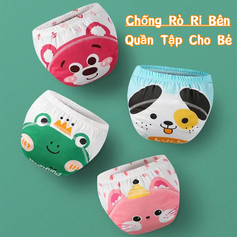 Bé Học Quần Chống Bên Rò Rỉ Tã Quần 1-4Yrs Cotton Nguyên Chất + TPU Quần Lót Trẻ Em Quần Mồ Hôi Cho Bé