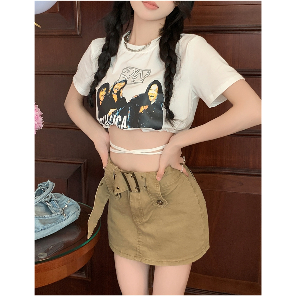 Lalisas Áo Thun Ngắn Tay In Hình Cô Gái Gia Vị Mỹ Thiết Kế Quyến Rũ Cho Nữ