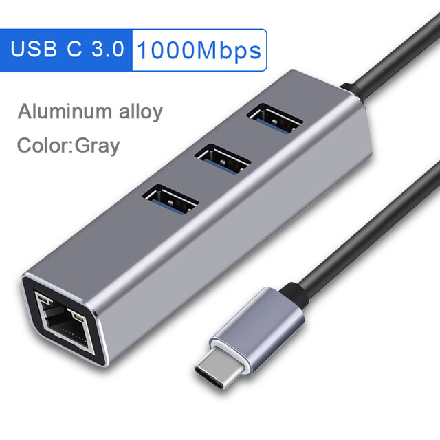 Dây Cáp Chia Cổng USB Type C Sang Cổng Mạng LAN USB 2.0 / 3.0 100M / 1000M RJ45 Chuyên Dụng Cho Laptop PC