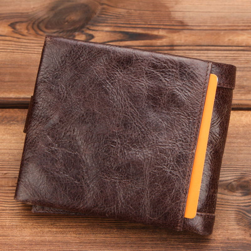 Ví Da Thật Có Khóa Kéo Phong Cách Retro Cho Nam