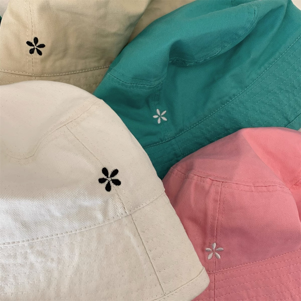 Nón Tai Bèo Cotton Thoáng Khí Thêu Hoa Nhỏ Xinh Thời Trang Hàn Quốc Dành Cho Nữ