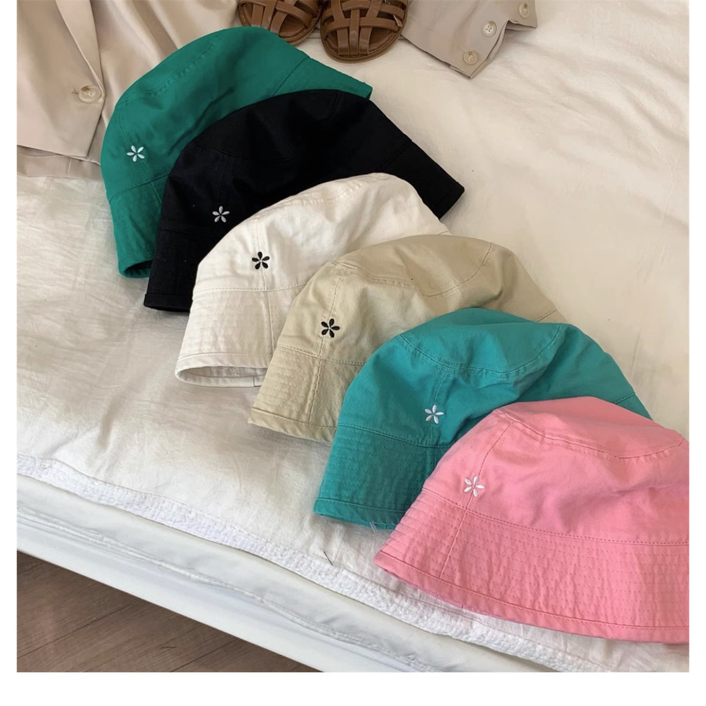 Nón Tai Bèo Cotton Thoáng Khí Thêu Hoa Nhỏ Xinh Thời Trang Hàn Quốc Dành Cho Nữ