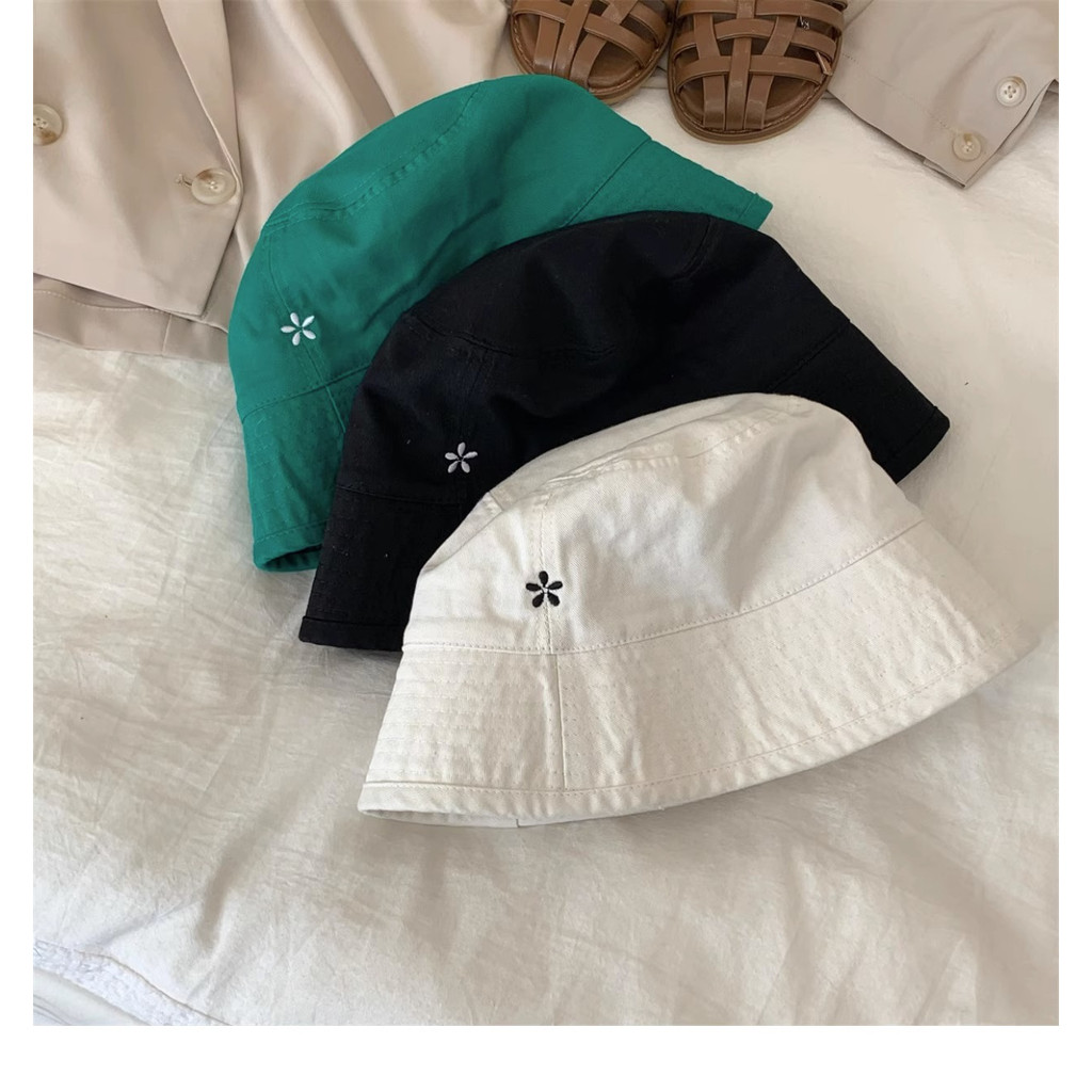 Nón Tai Bèo Cotton Thoáng Khí Thêu Hoa Nhỏ Xinh Thời Trang Hàn Quốc Dành Cho Nữ
