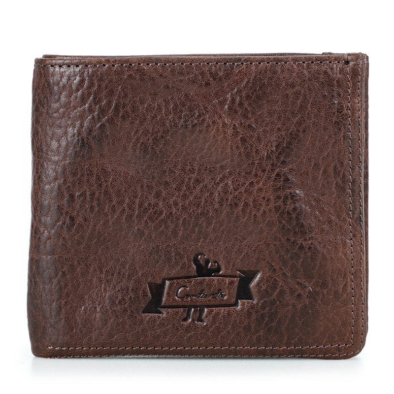 Ví Da Thật Đựng Thẻ Có Khóa Kéo Gấp Gọn Kiểu Retro Thời Trang Cho Nam