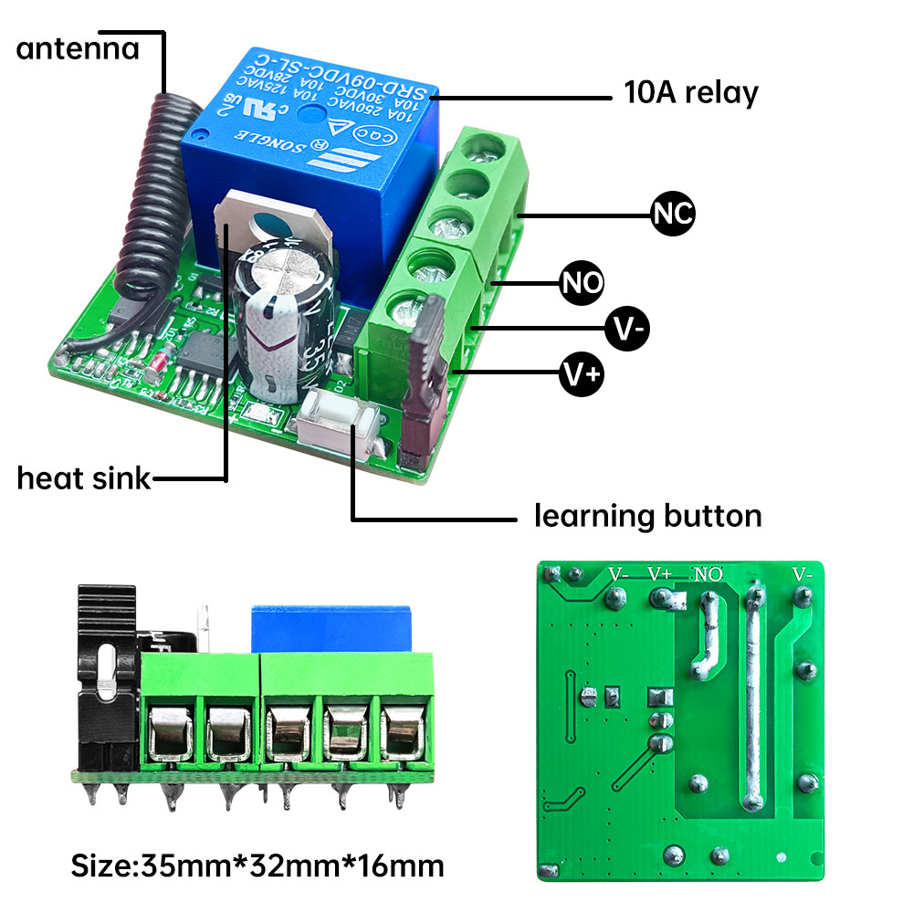 Diese Mô Đun Điều Khiển Từ Xa Không Dây DC 12V 24V 10A 433Mhz Chuyên Dụng