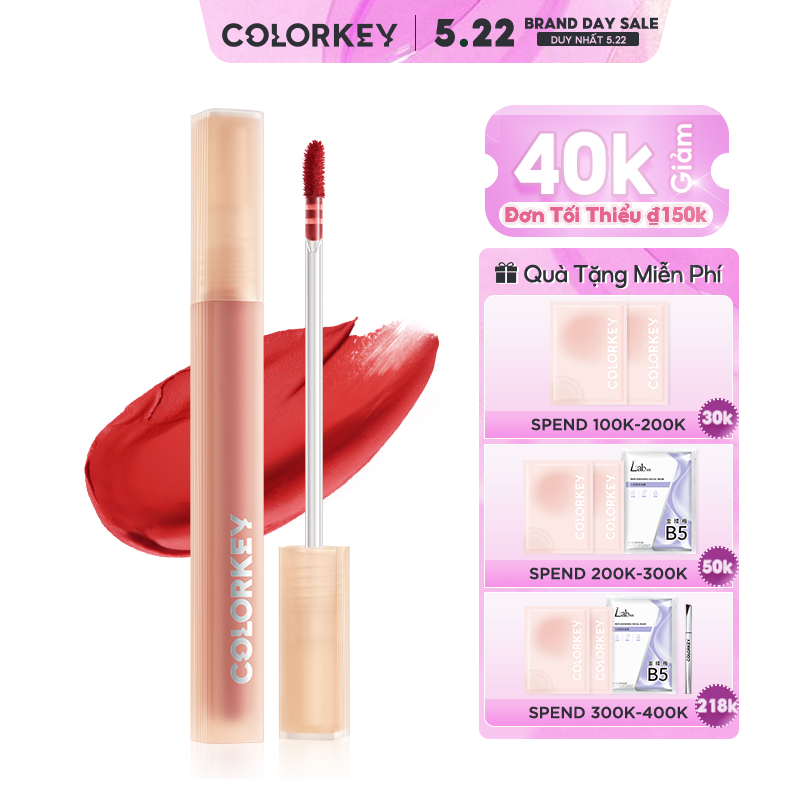 【COLORKEY】son tint nước mỡ mềm mại, son bóng dưỡng ẩm, son môi lỏng lâu trôi, độ ấm vừa vặn mà không dính, dưỡng ẩm trong suốt, son tint có sắc tố cao