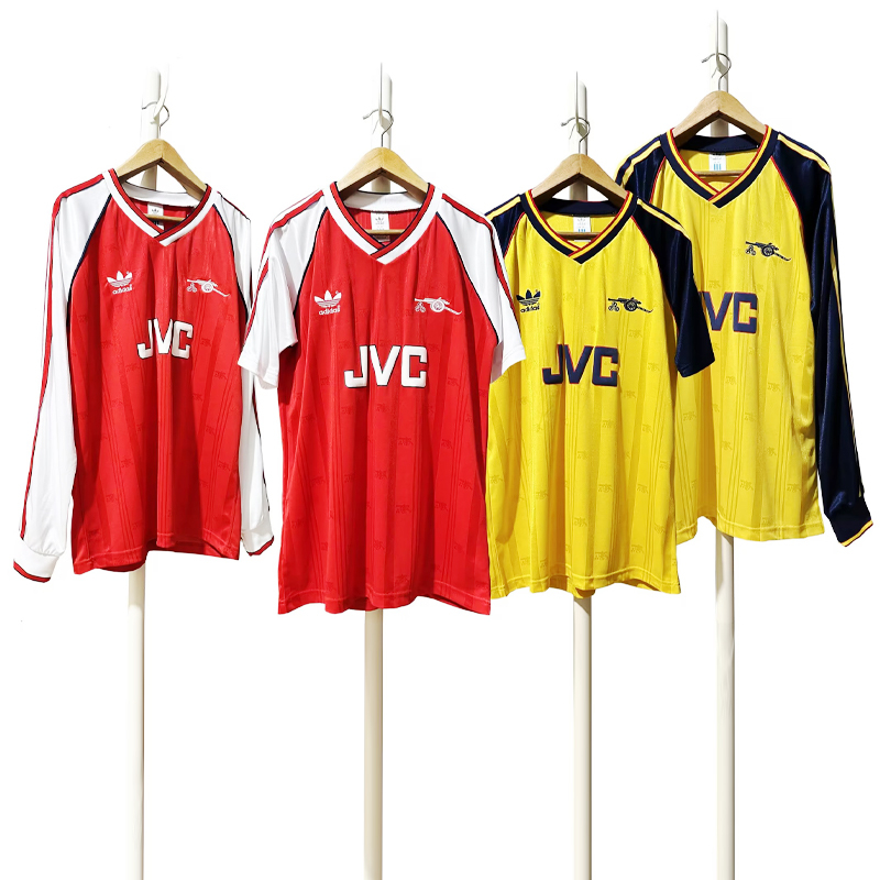 Áo Thun Bóng Đá Tay Ngắn / Dài Phong Cách Vintage Arsenal Home / Away 89-91